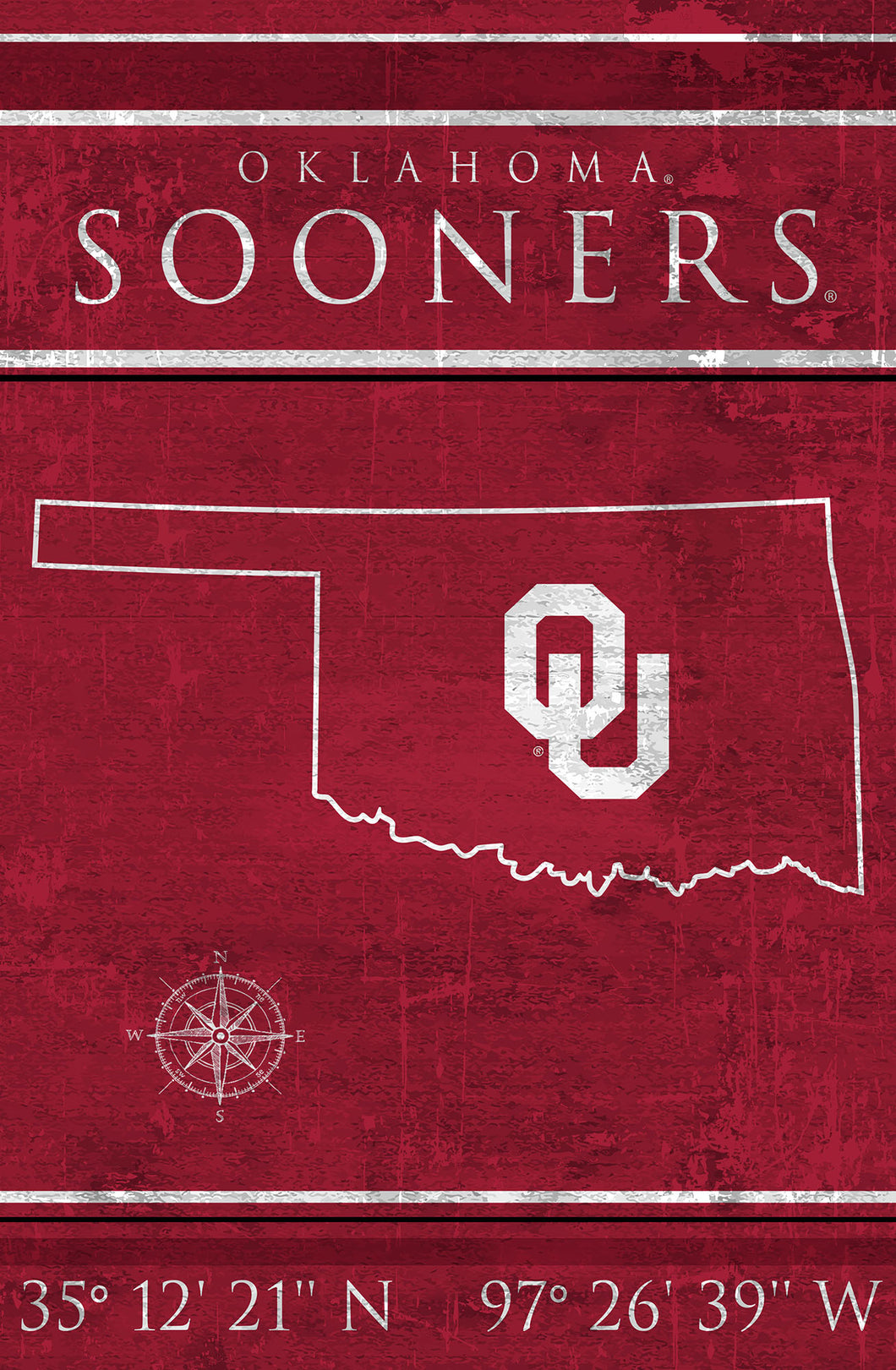 Oklahoma Sooners Coordinates Wood Sign - 17