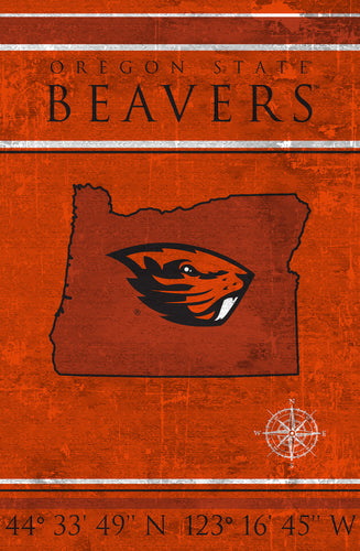 Oregon State Beavers Coordinates Wood Sign - 17