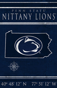 Penn State Nittany Lions Coordinates Wood Sign - 17"x26"