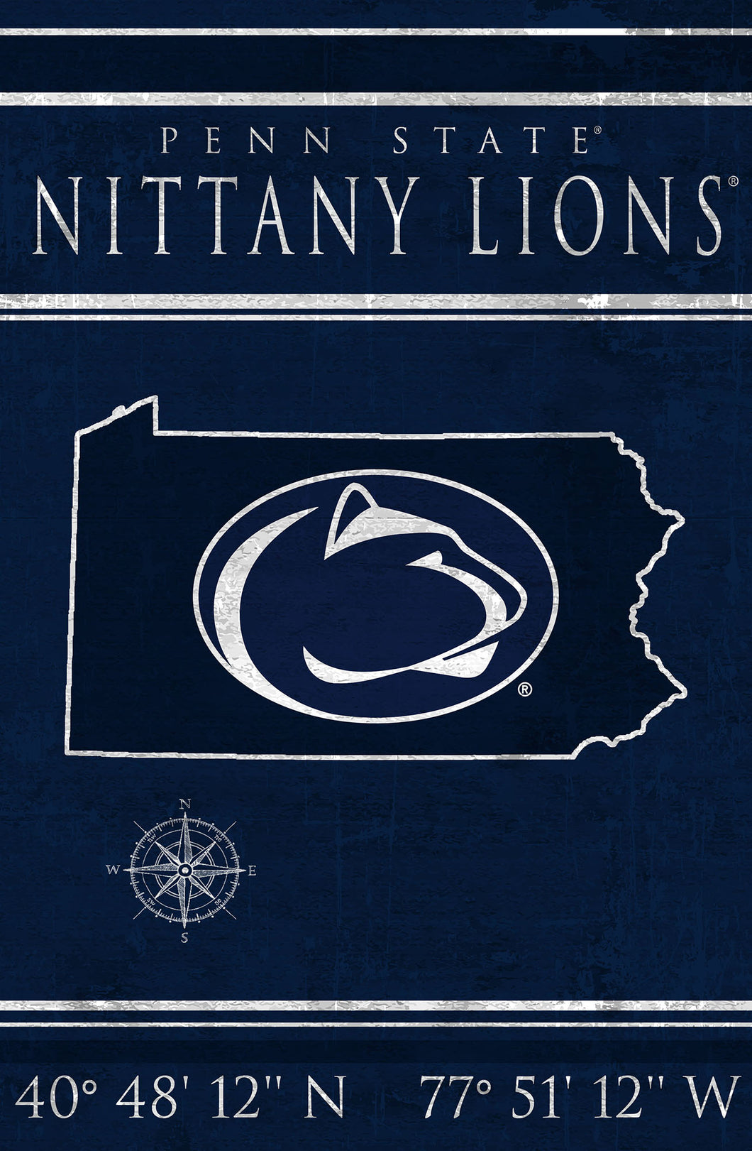 Penn State Nittany Lions Coordinates Wood Sign - 17