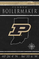 Purdue Boilermakers Coordinates Wood Sign - 17"x26"