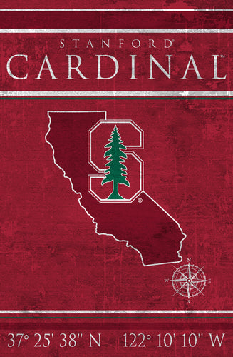 Stanford Cardinal Coordinates Wood Sign - 17