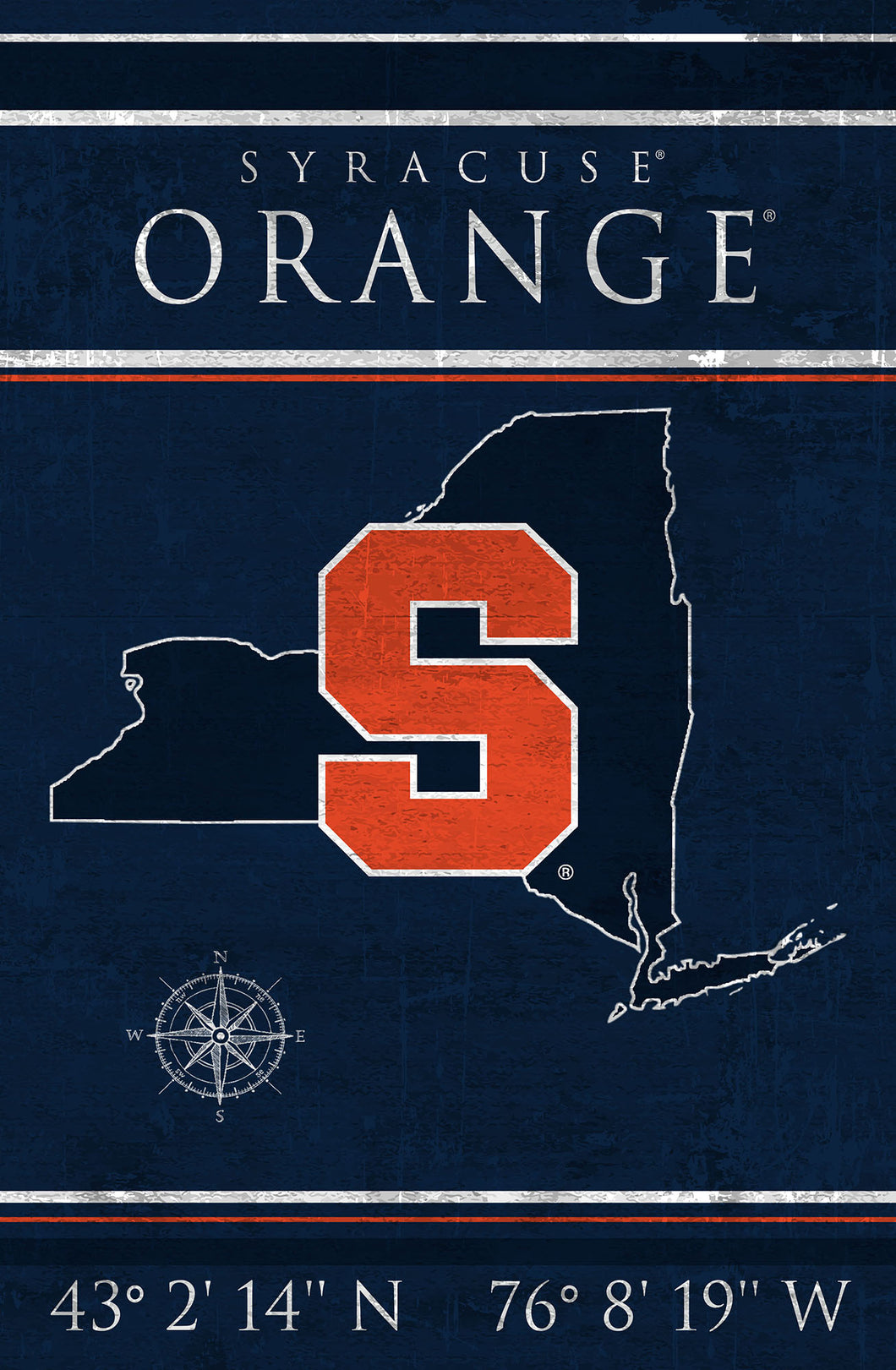 Syracuse Orange Coordinates Wood Sign - 17