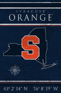 Syracuse Orange Coordinates Wood Sign - 17"x26"