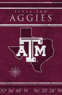 Texas A&M Aggies Coordinates Wood Sign - 17"x26"
