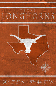 Texas Longhorns Coordinates Wood Sign - 17"x26"