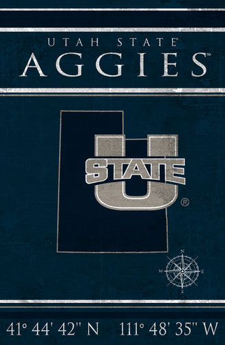 Utah State Aggies Coordinates Wood Sign - 17