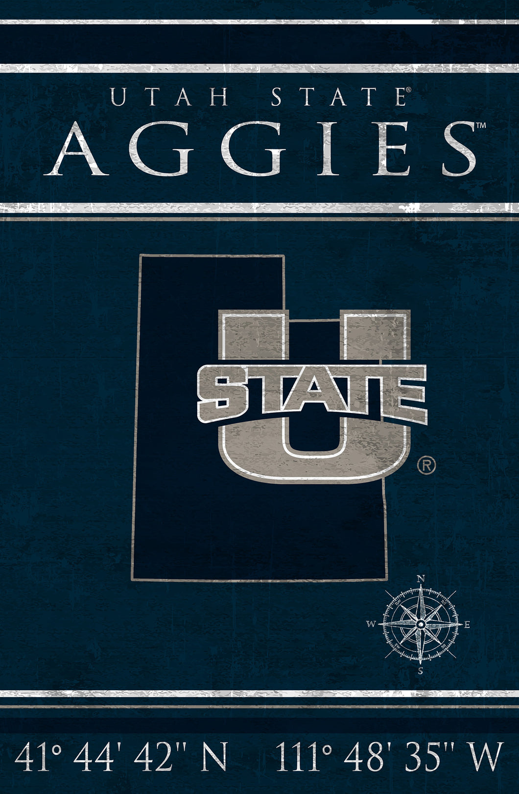 Utah State Aggies Coordinates Wood Sign - 17