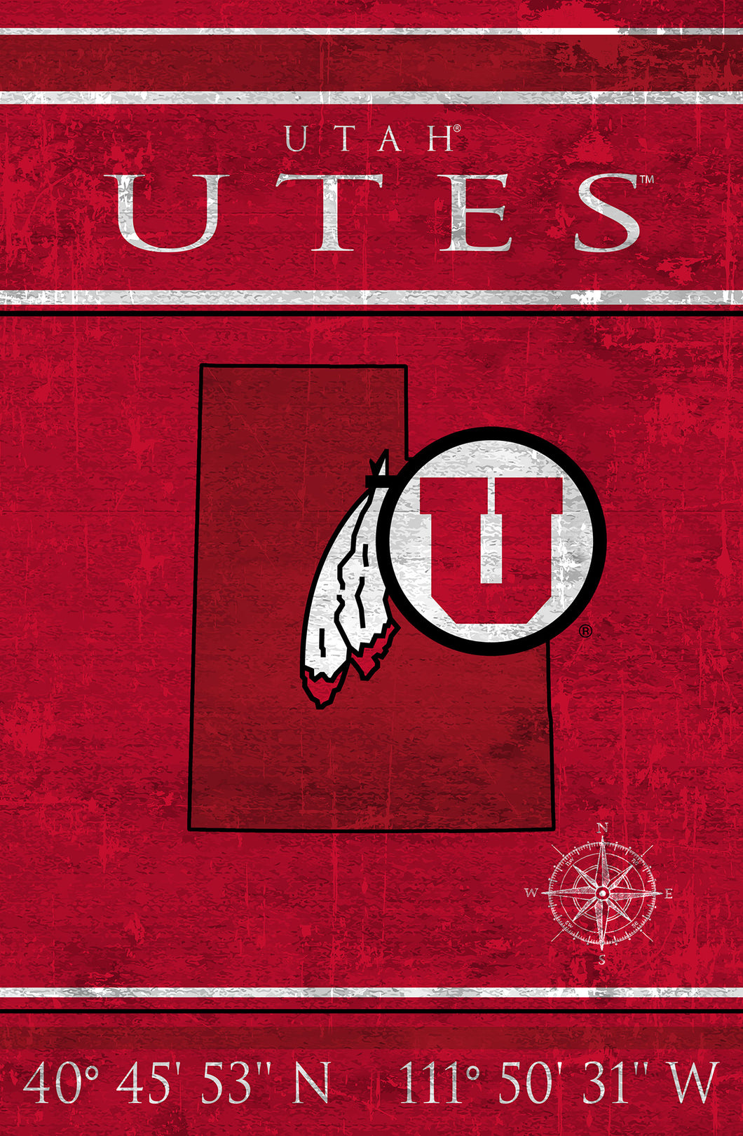 Utah Utes Coordinates Wood Sign - 17