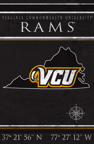 VCU Rams Coordinates Wood Sign - 17