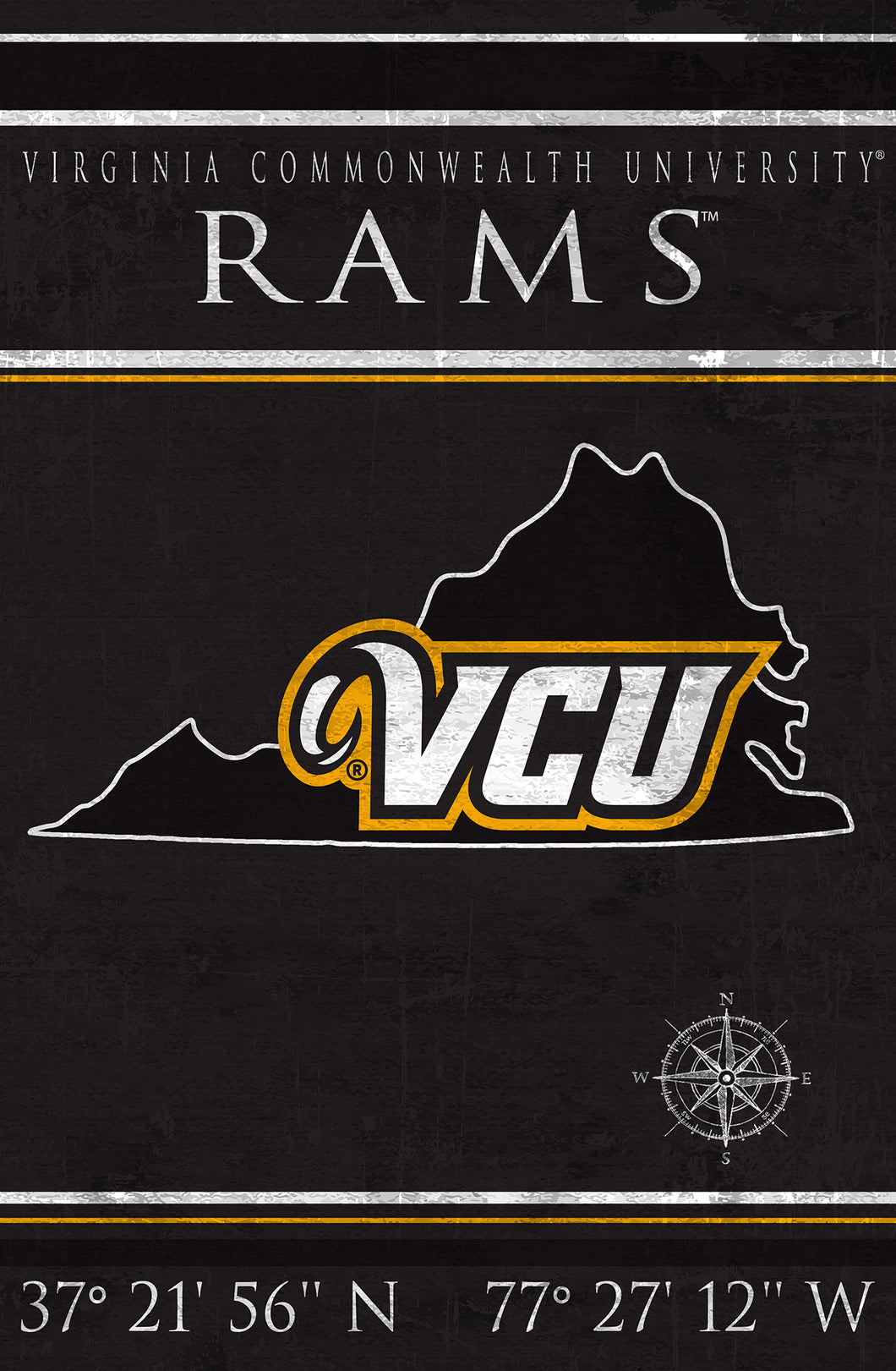 VCU Rams Coordinates Wood Sign - 17