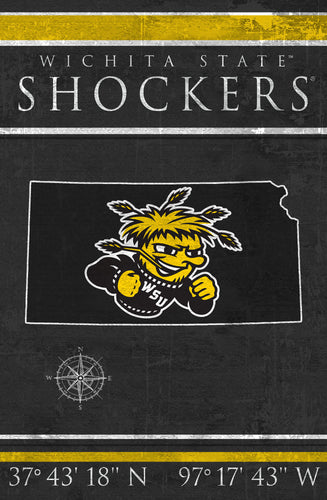Wichita State Shockers Coordinates Wood Sign - 17