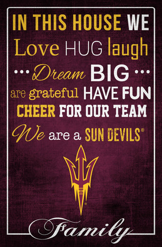 Arizona State Sun Devils In This House Wood Sign - 17
