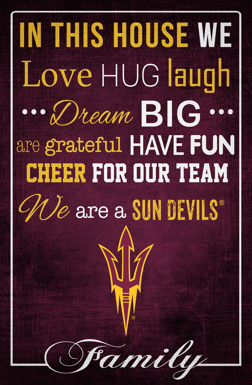 Arizona State Sun Devils In This House Wood Sign - 17