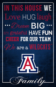 Arizona Wildcats In This House Wood Sign - 17"x26"