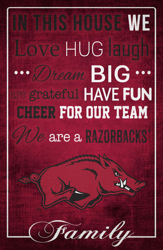 Arkansas Razorbacks In This House Wood Sign - 17