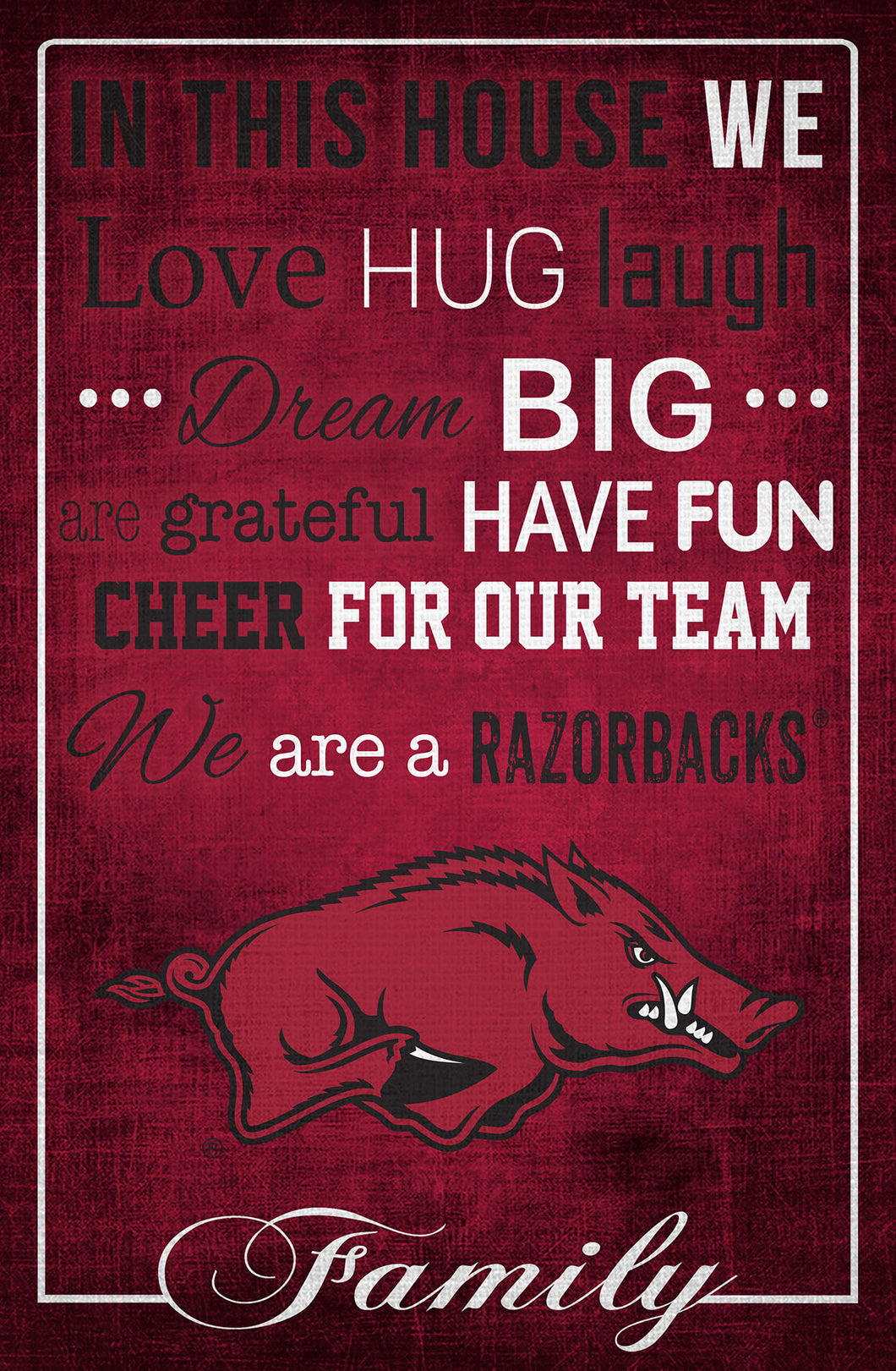 Arkansas Razorbacks In This House Wood Sign - 17