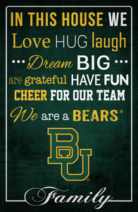 Baylor Bears In This House Wood Sign - 17"x26"