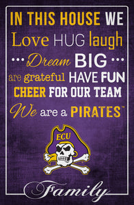 ECU Pirates In This House Wood Sign - 17"x26"