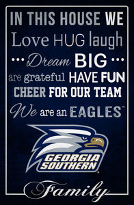 Georgia Southern Eagles In This House Wood Sign - 17"x26"