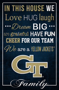 Georgia Tech Yellow Jackets In This House Wood Sign - 17"x26"