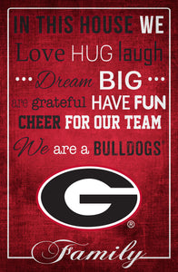 Georgia Bulldogs In This House Wood Sign - 17"x26"