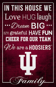 Indiana Hoosiers  In This House Wood Sign - 17"x26"