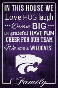 Kansas State Wildcats In This House Wood Sign - 17"x26"