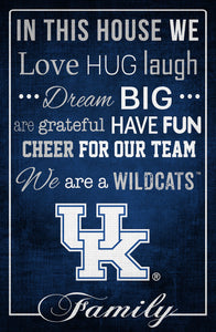 Kentucky Wildcats In This House Wood Sign - 17"x26"