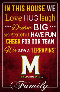Maryland Terrapins In This House Wood Sign - 17"x26"