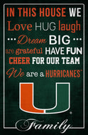 Miami Hurricanes In This House Wood Sign - 17"x26"