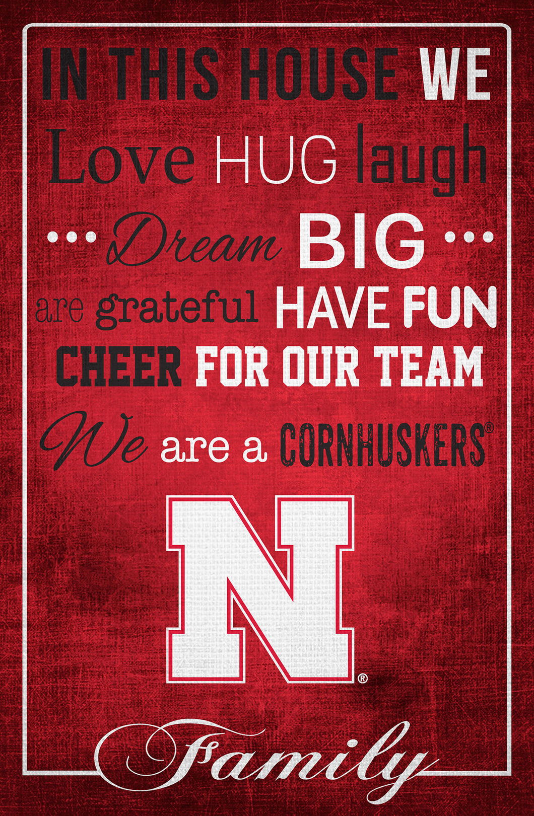 Nebraska Cornhuskers In This House Wood Sign - 17