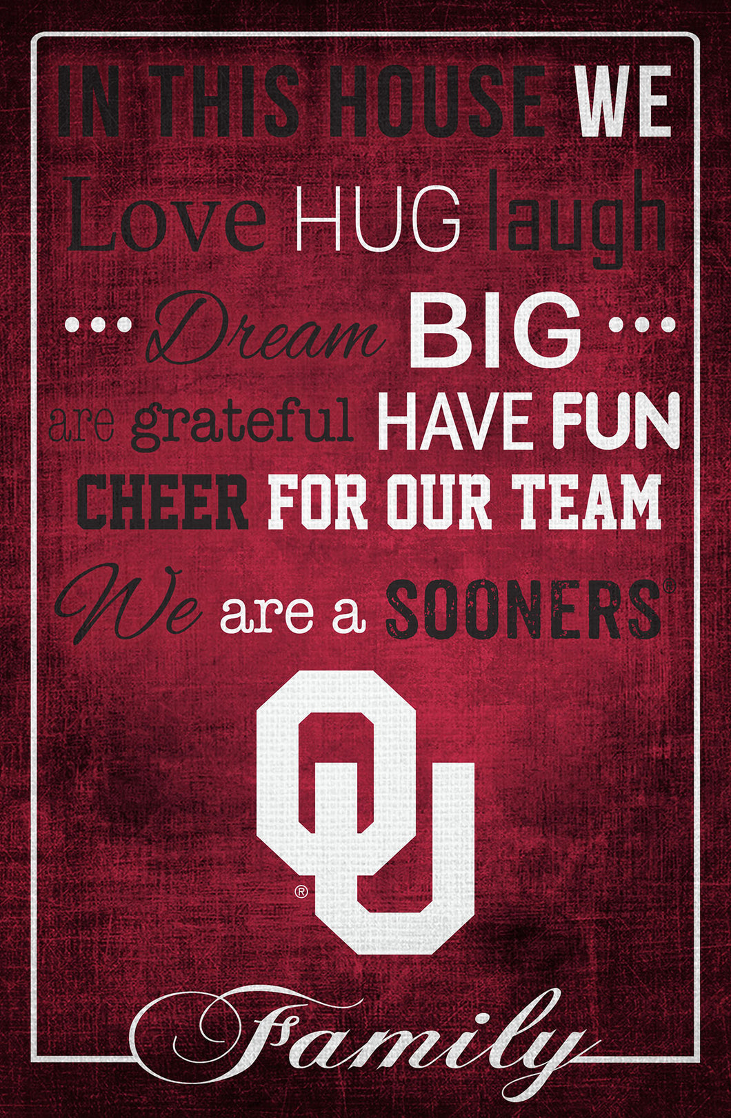Oklahoma Sooners In This House Wood Sign - 17