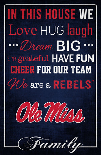 Ole Miss Rebels In This House Wood Sign - 17