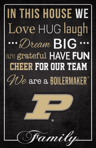 Purdue Boilermakers In This House Wood Sign - 17"x26"
