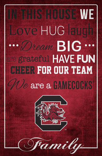 South Carolina Gamecocks In This House Wood Sign - 17