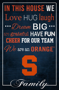 Syracuse Orange In This House Wood Sign - 17"x26"
