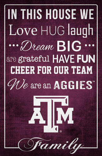 Texas A&M Aggies In This House Wood Sign - 17