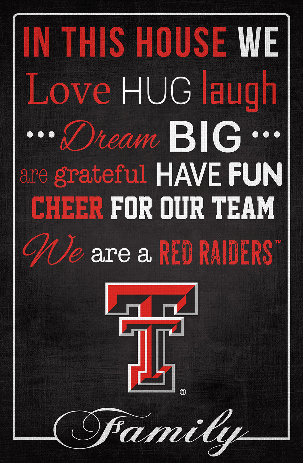 Texas Tech Red Raiders In This House Wood Sign - 17