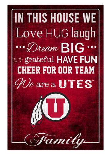 Utah Utes In This House Wood Sign - 17