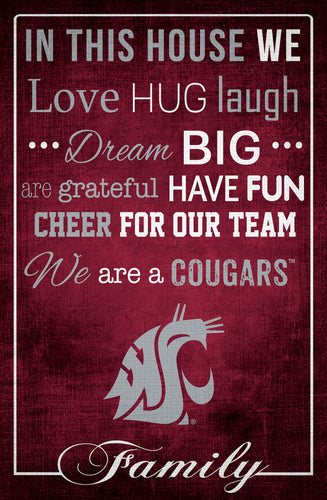 Washington State Cougars In This House Wood Sign - 17