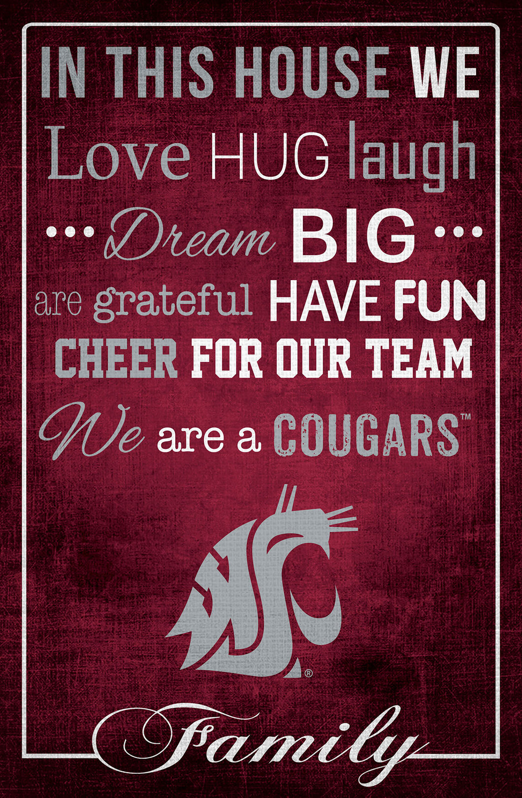 Washington State Cougars In This House Wood Sign - 17