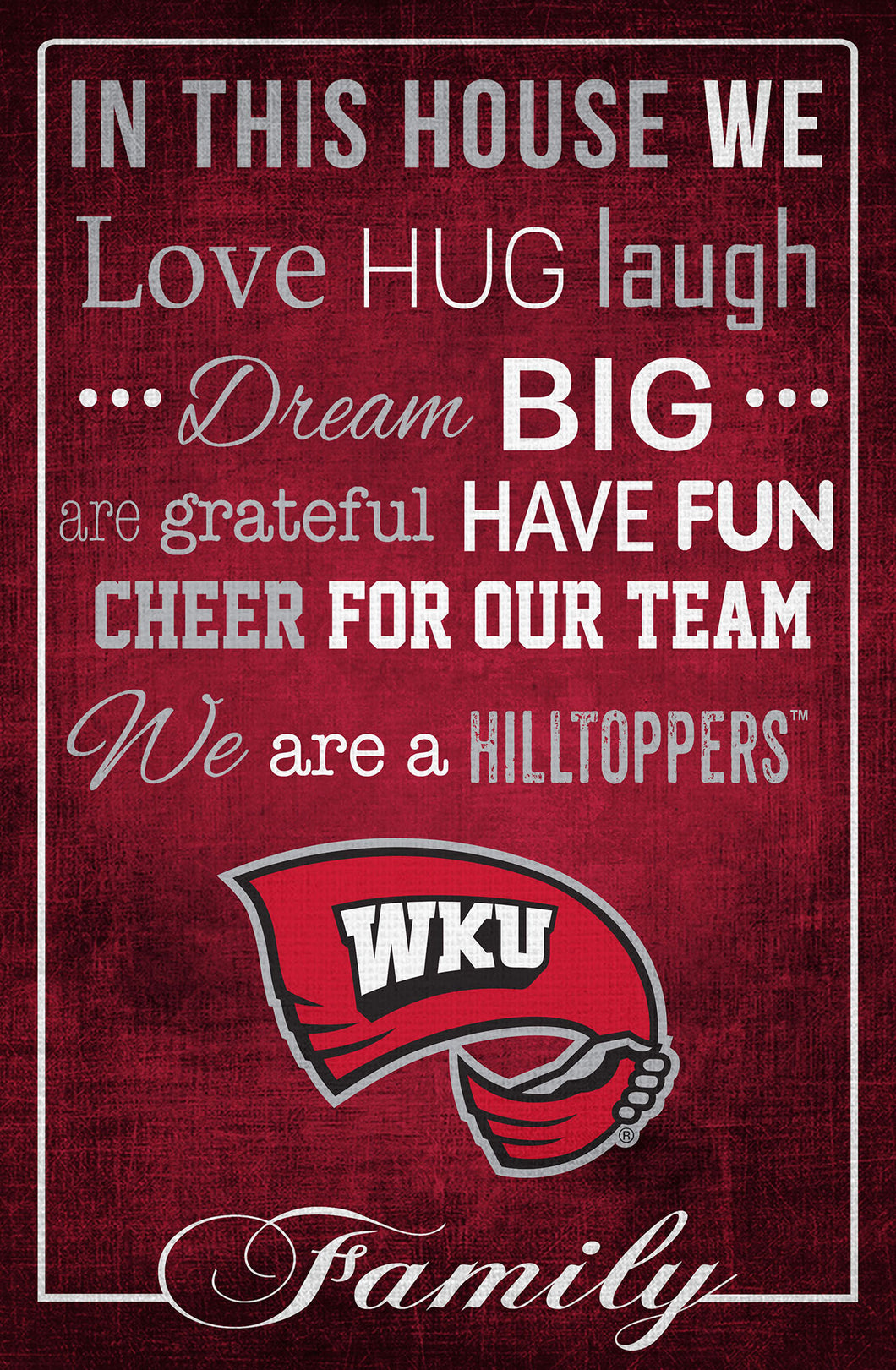 Western Kentucky Hilltoppers In This House Wood Sign - 17
