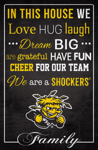 Wichita State Shockers In This House Wood Sign - 17"x26"