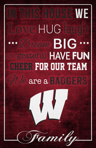 Wisconsin Badgers In This House Wood Sign - 17