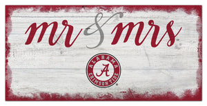Alabama Crimson Tide Mr. & Mrs. Script Wood Sign - 6"x12"