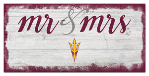 Arizona State Sun Devils Mr. & Mrs. Script Wood Sign - 6"x12"