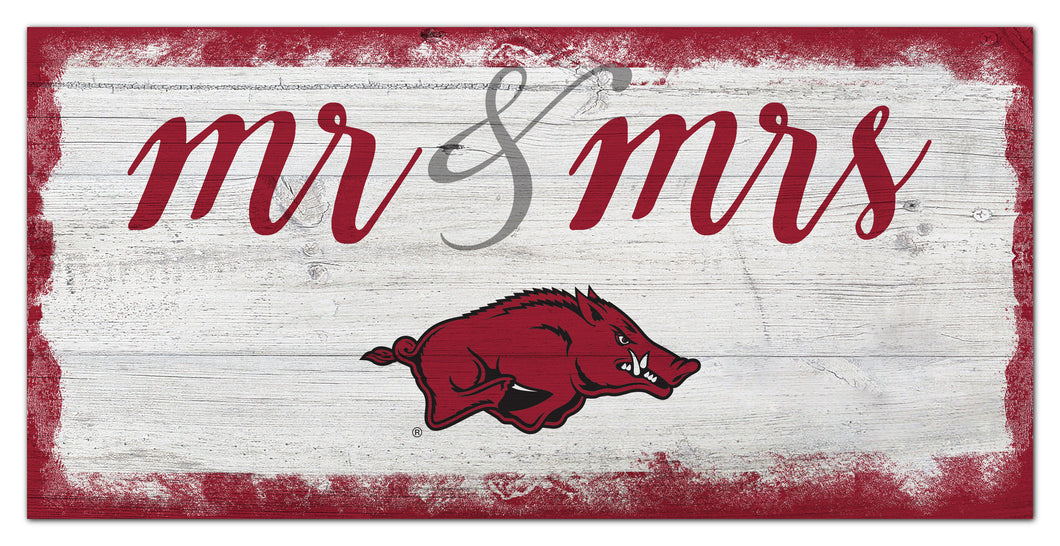 Arkansas Razorbacks Mr. & Mrs. Script Wood Sign - 6