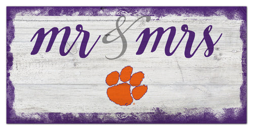 Clemson Tigers Mr. & Mrs. Script Wood Sign - 6