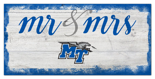 Middle Tennessee State Blue Raiders Mr. & Mrs. Script Wood Sign - 6